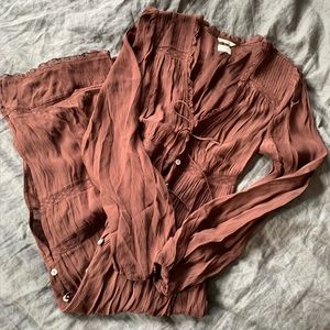 Aritzia boho dress, size xxs, rust red/brown colour